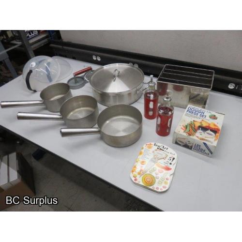 T-356: Stainless Steel Cookware & Kitchen Items – 1 Lot