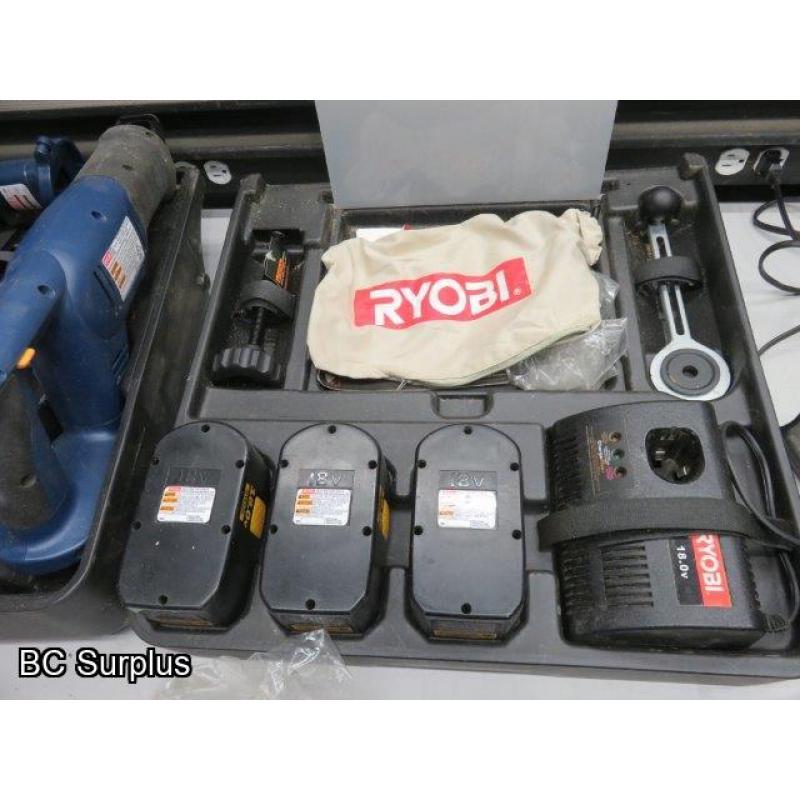 T-493: Ryobi 18V Cordless Tool Set in Rolling Case