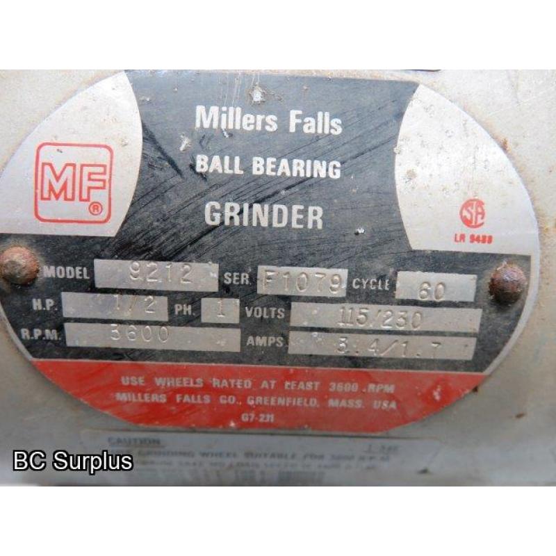 T-569: Millers Falls 1/2HP Bench Grinder