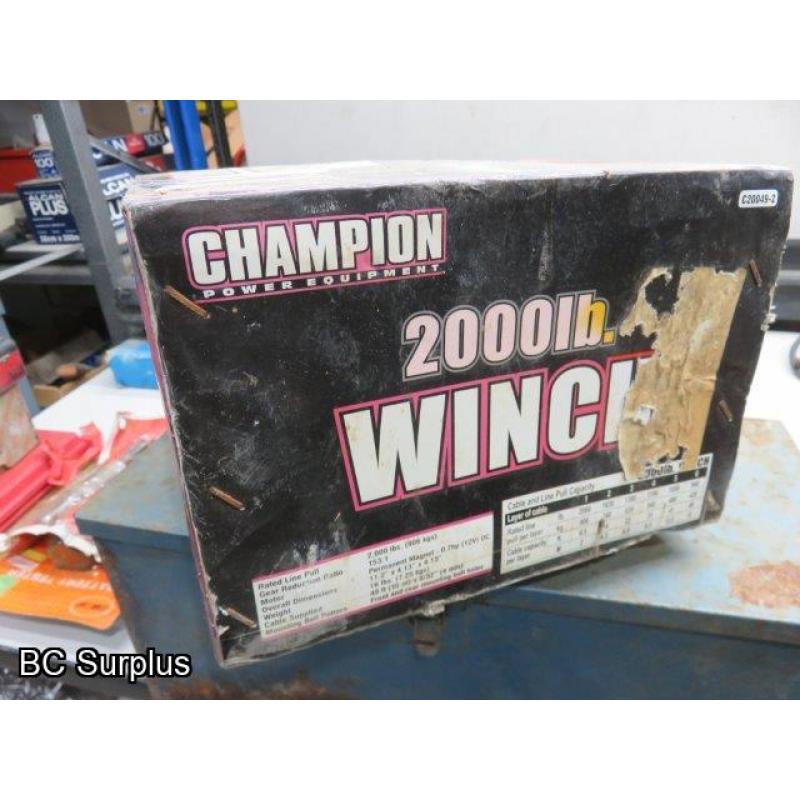 T-601: Champion 2000lb Winch – Boxed