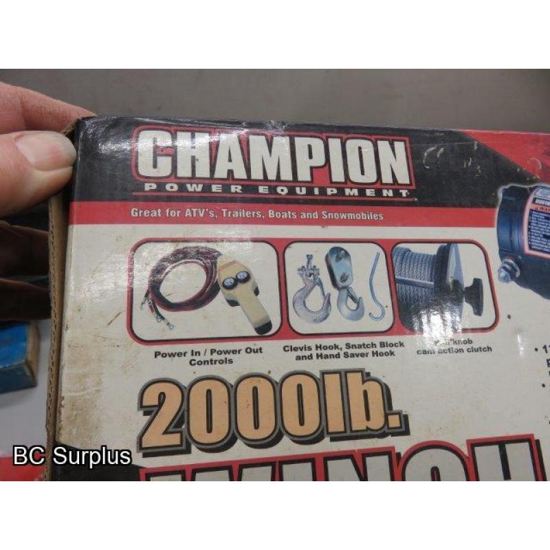 T-601: Champion 2000lb Winch – Boxed