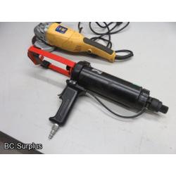 T-671: Pneumatic Caulking Gun; Side Grinder – 2 Items