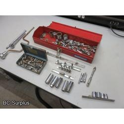 T-664: Red Tools Box & Contents – Various Sockets – 1 Lot