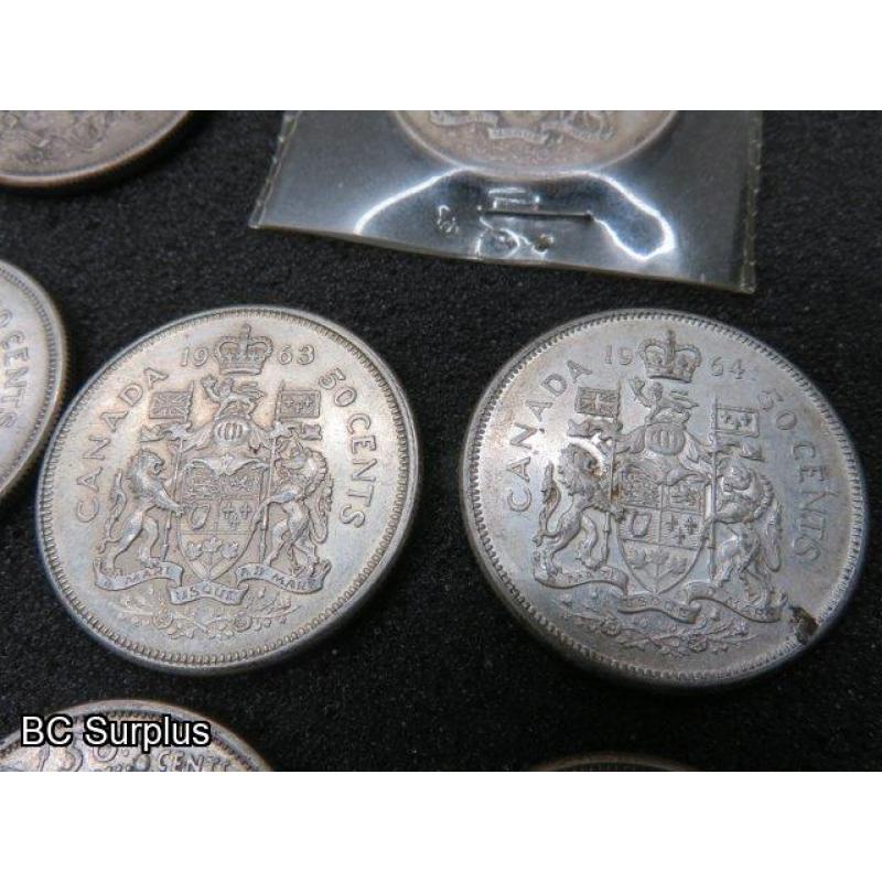 T-693: Canadian Half Dollar Coins – 1941 to 2002 – 14 Items