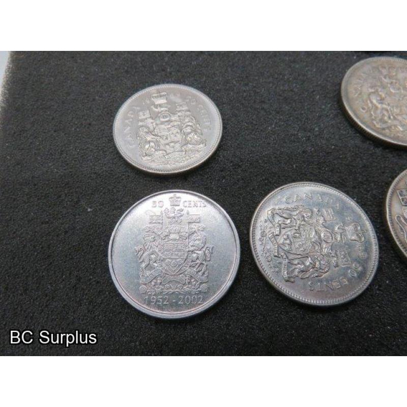 T-693: Canadian Half Dollar Coins – 1941 to 2002 – 14 Items